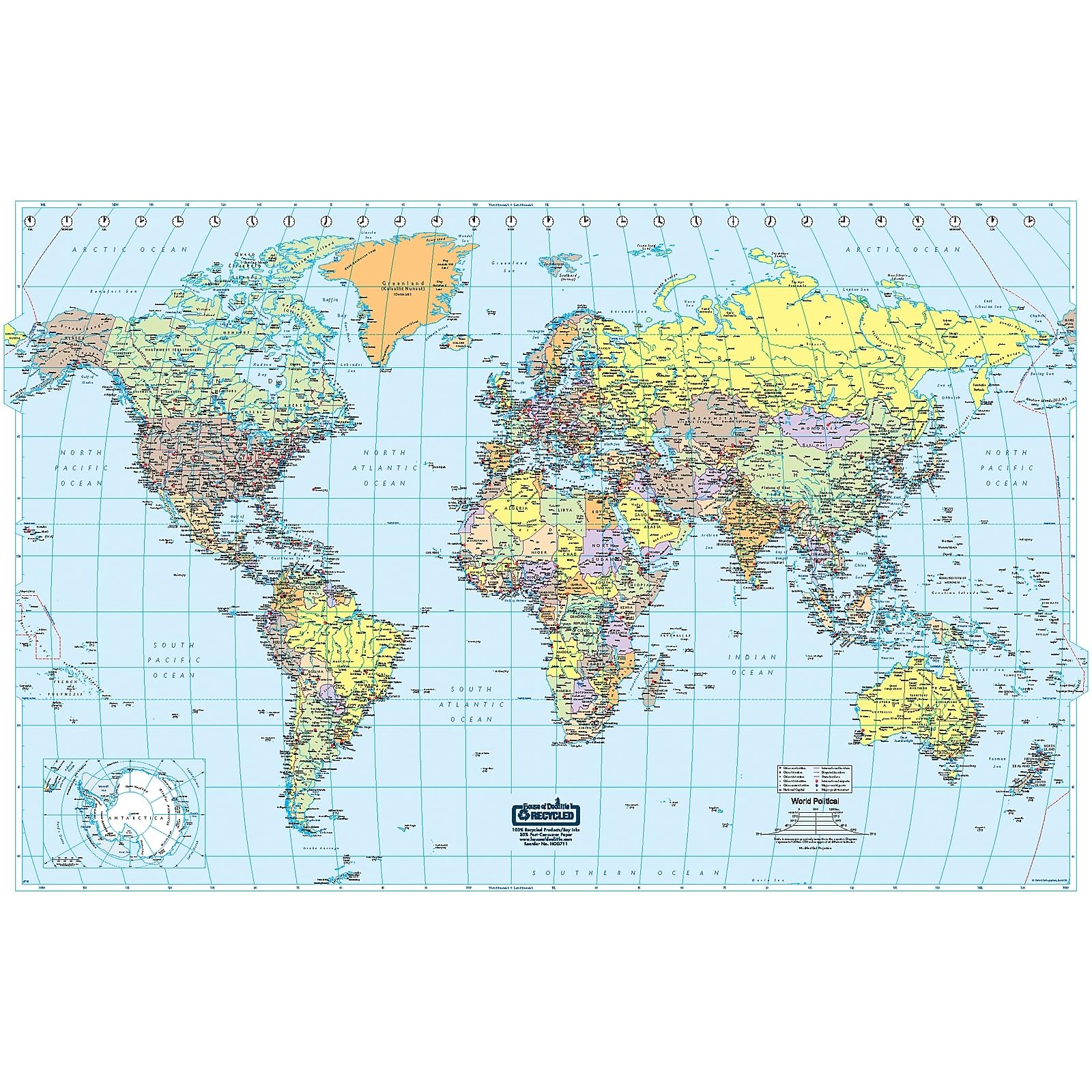 House of Doolittle Laminated World Map, 50 x 33-Inch with Write on